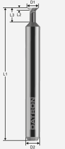 Fréza drážková, dvojbritá; D1=3,175 / D2=3,175 / L1=40 / L2=6,0mm