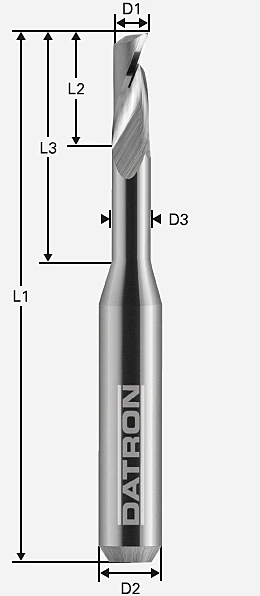 Jednobritá fréza podbrúsená; D1=3,0 / D2=6,0 / D3=2,8 / L1=50 / L2=8,0 / L3=17