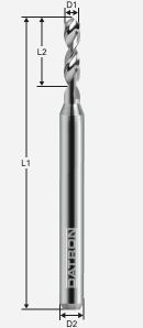 Vrták K30/K40; D1=0,15 / D2=3,0 / L1=40 / L2=2,0mm